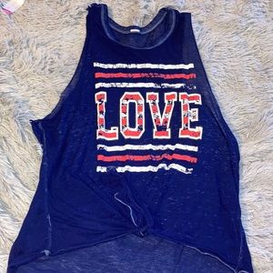 Blue “LOVE” tank top